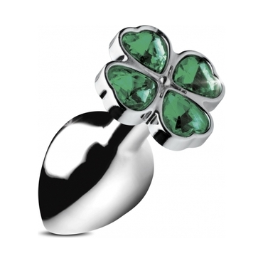 LUCKY CLOVER GEM -PLUG ANAL LARGO , TREBOL PLATA