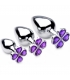 KIT PLUG ANAL 3 PIECES - TREBOL MORADO - PLATEADO