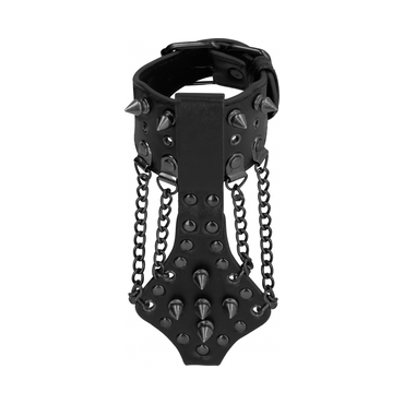 OUCH! SKULLS AND BONES BRAZALETE CON PINCHOS Y CADENAS - NEGRO