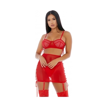 PUT O-RING ON IT LINGERIE SKIRT ROJO